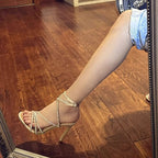 Damen elegante High Heel Sandalen mit verzierten Riemen R&B