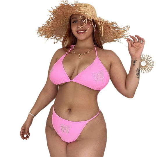 Damen Triangel-Bikini mit zartem Schmetterlingsdesign und funkelnden Details R&B