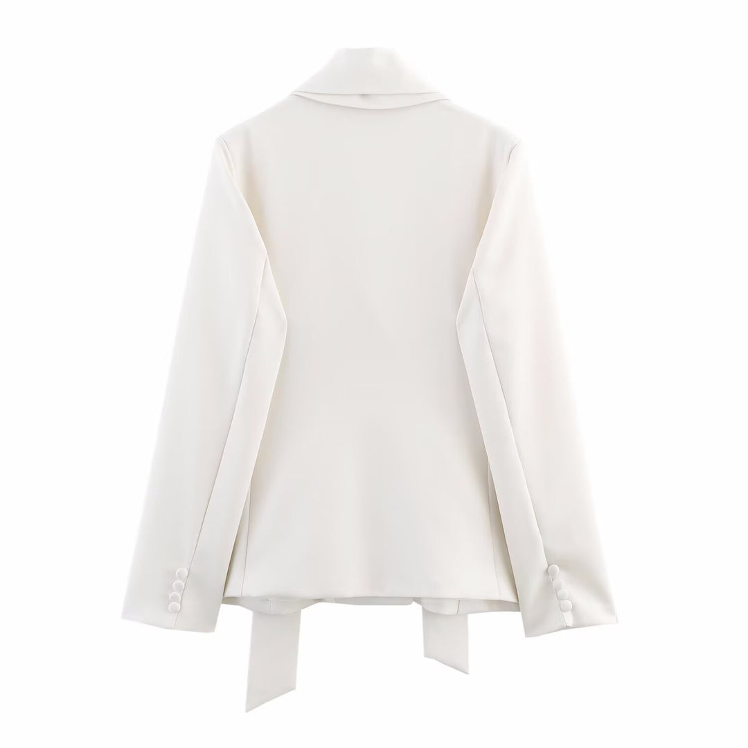 Damen eleganter Blazer mit abnehmbarem Halstuch R&B