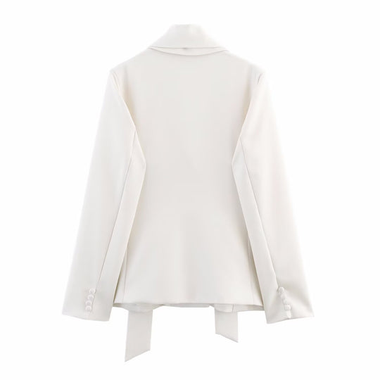 Damen eleganter Blazer mit abnehmbarem Halstuch R&B