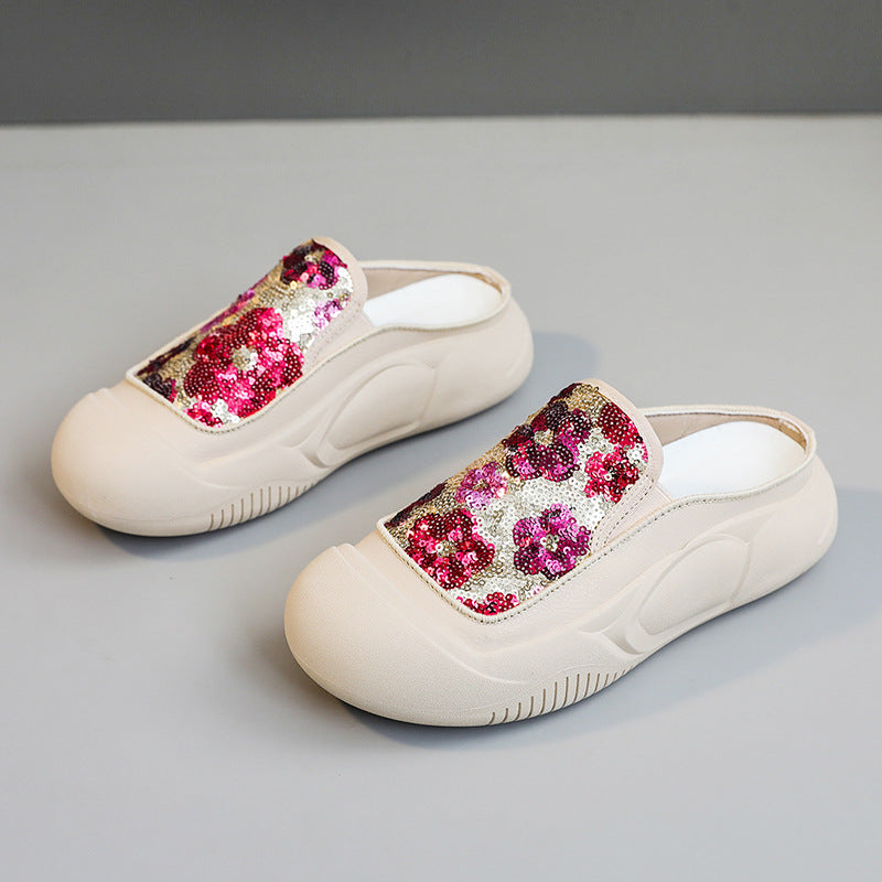 Damen modische Clogs mit schimmerndem Paillettenbesatz R&B