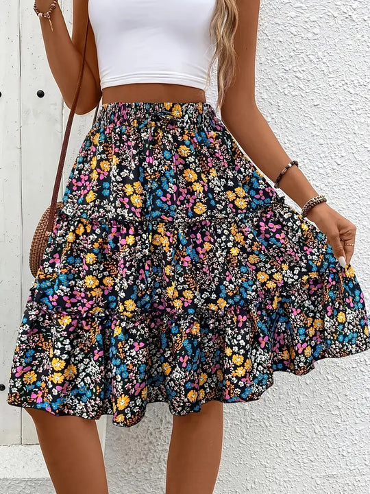 Damen Verspieltes Crop-Top und Maxirock Set R&B