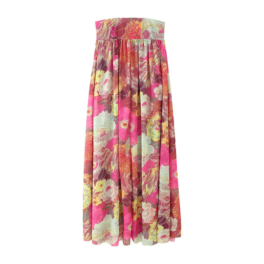 Damen Maxi-Rock mit floralem Design und elastischem Bund R&B