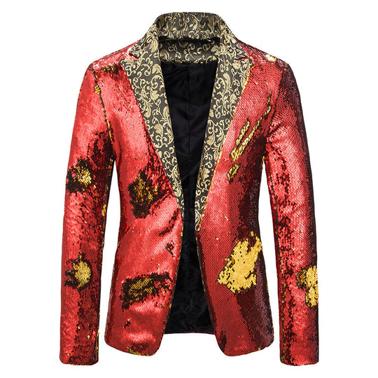 Herren extravagante Pailletten-Blazerjacke R&B
