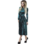 Damen elegantes Maxikleid aus luxuriösem Samt mit tailliertem Schnitt und langen Ärmeln R&B