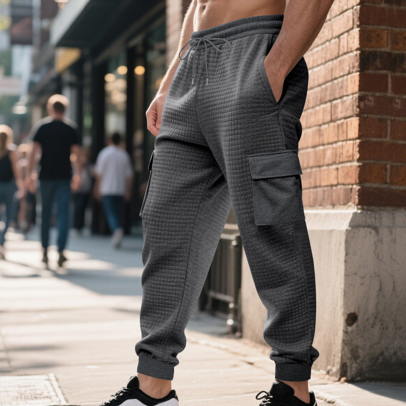 Herren nan gesteppte Thermo-Loungehose mit Funktionstaschen, Tunnelzug und elastischem Bündchen R&B