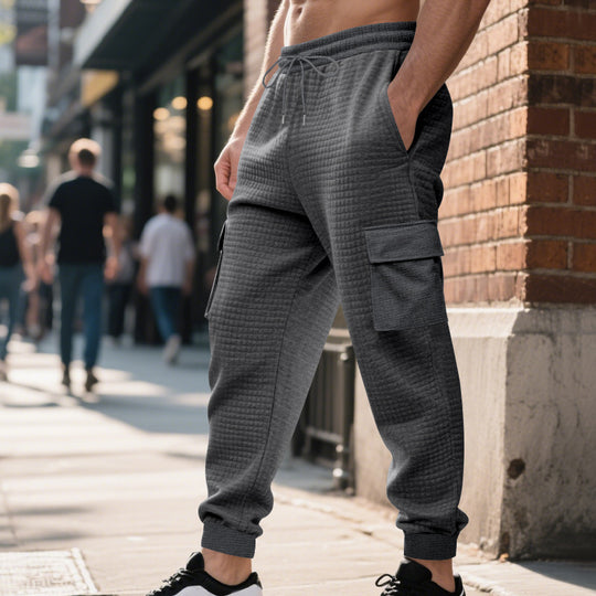Herren nan gesteppte Thermo-Loungehose mit Funktionstaschen, Tunnelzug und elastischem Bündchen R&B
