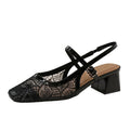 Damen Slingback-Pumps mit floralem Spitzenmuster und elegantem Blockabsatz R&B