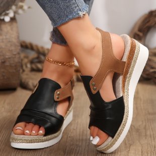Damen Wedge-Sandalen mit verstellbarem Riemen und bequemer Sohle R&B