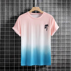Herren T-Shirt mit modernem Farbverlauf und Palmenstickerei