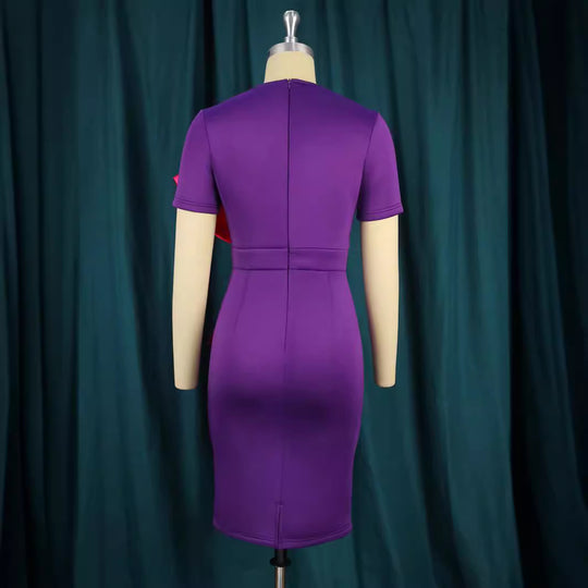 Damen figurbetontes Kleid mit eleganter Schleifen-Applikation R&B