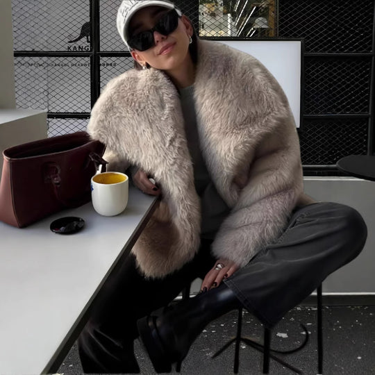Damen Modische Kunstpelzjacke R&B