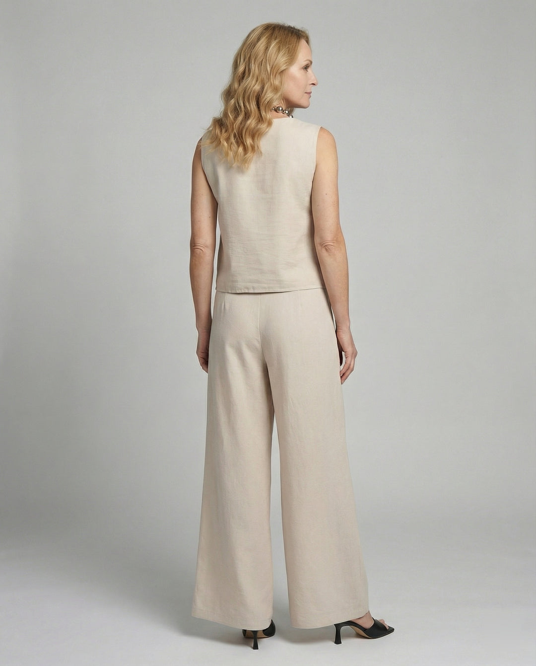 Damen Zweiteiler Set Leinen Hose
