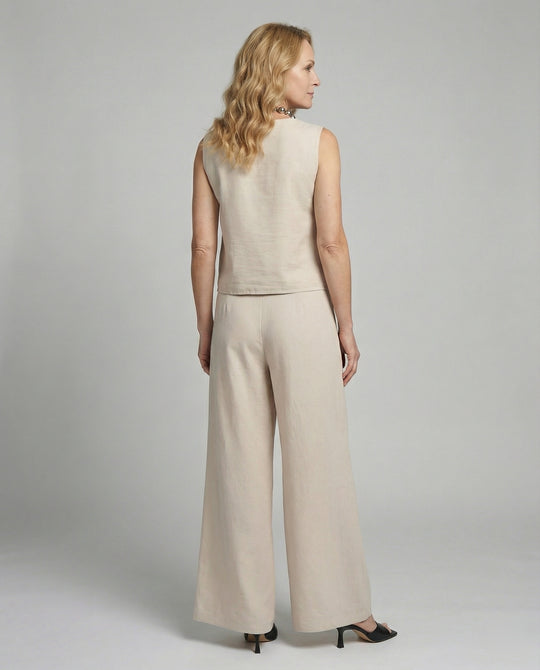 Damen Zweiteiler Set Leinen Hose