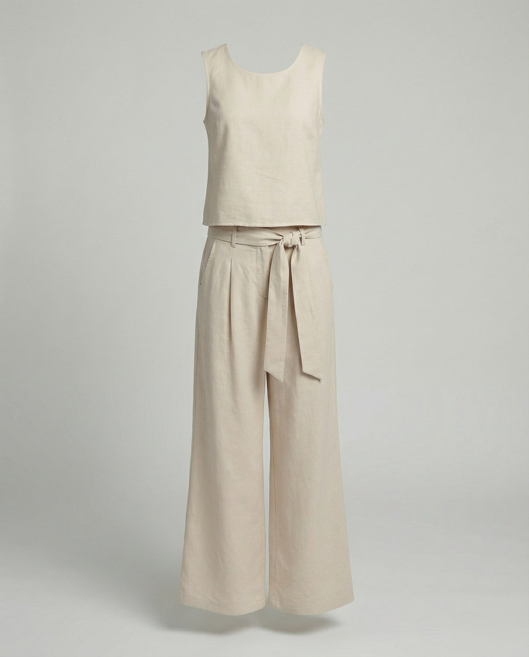 Damen Zweiteiler Set Leinen Hose