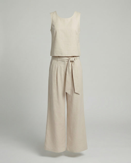 Damen Zweiteiler Set Leinen Hose