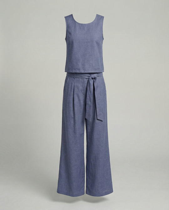 Damen Zweiteiler Set Leinen Hose