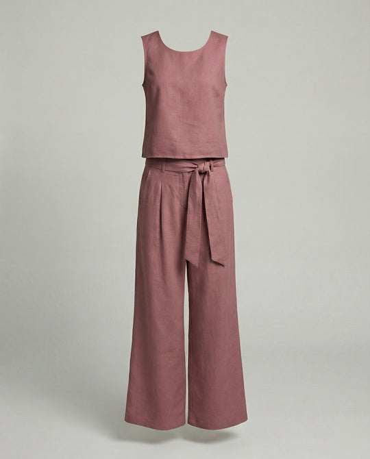 Damen Zweiteiler Set Leinen Hose
