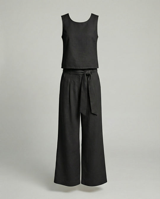 Damen Zweiteiler Set Leinen Hose