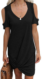 Damen Wickelkleid mit lässigem V-Ausschnitt und cut-out Ärmeln