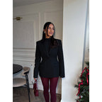 Damen elegante Blazerjacke im Oversized-Schnitt mit schickem Revers R&B