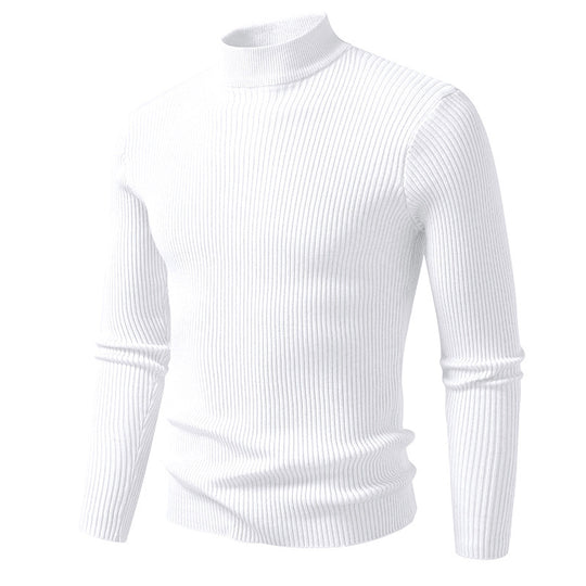 Herren eleganter Rollkragenpullover aus feinem Rippstrick R&B