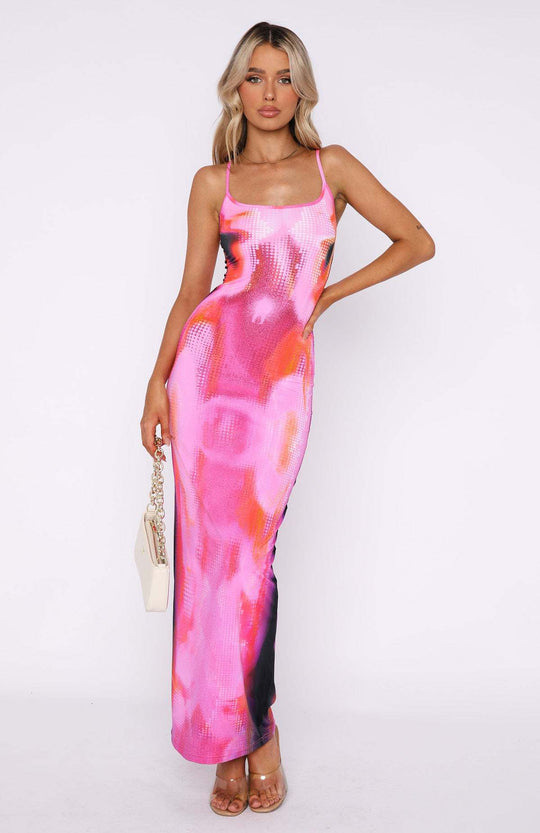 Damen Maxikleid mit einzigartigem grafischen Design und figurbetontem Schnitt R&B