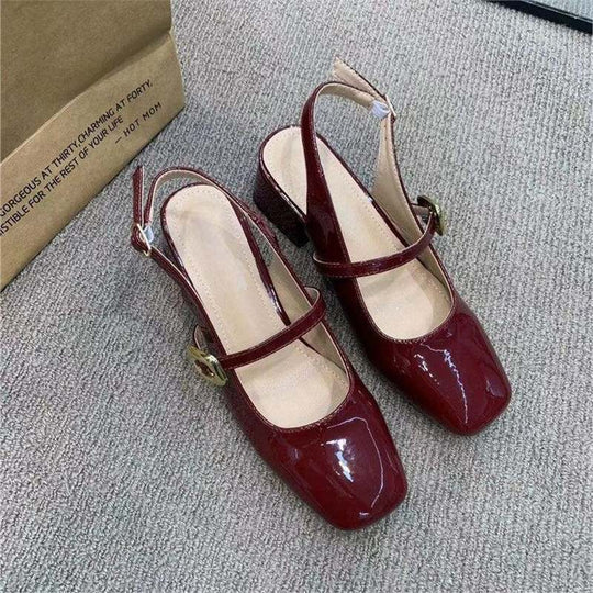Damen Slingback-Pumps mit breitem Blockabsatz und dekorativem Schnallenakzent R&B