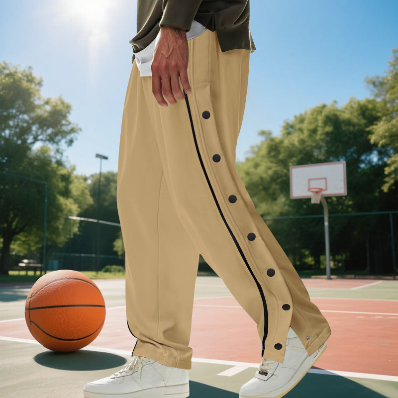 Herren Sportliche Jogginghose mit seitlichen Druckknöpfen und elastischem Bund R&B