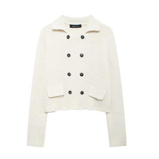 Damen Strickjacke mit doppelter Knopfreihe und praktischen Taschen R&B