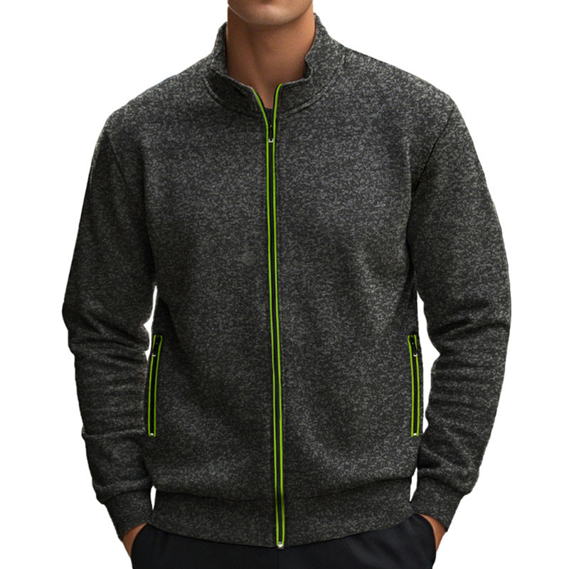 Herren Sweatjacke mit hohem Kragen und praktischen Reißverschlusstaschen
