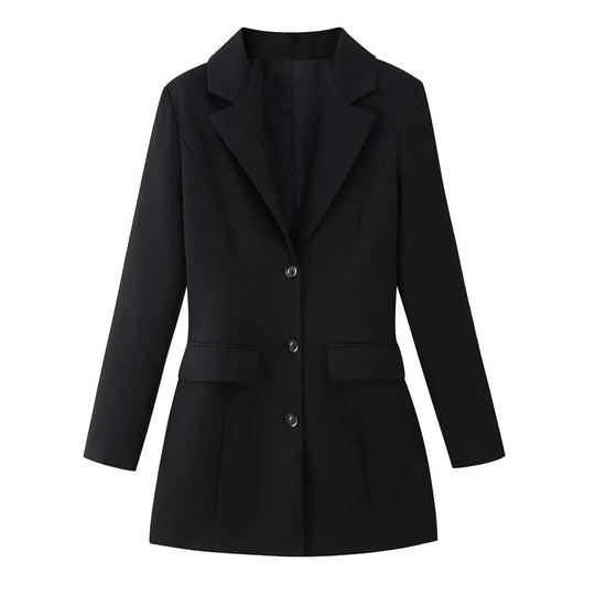 Damen elegante Blazerjacke mit tailliertem Schnitt und praktischen Taschen R&B