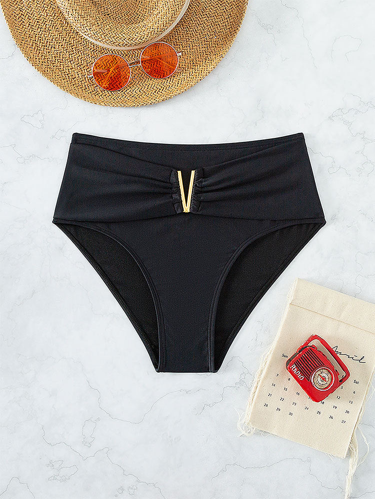 Damen Hochgeschnittener Bikini-Slip mit dekorativem Gürteldetail R&B