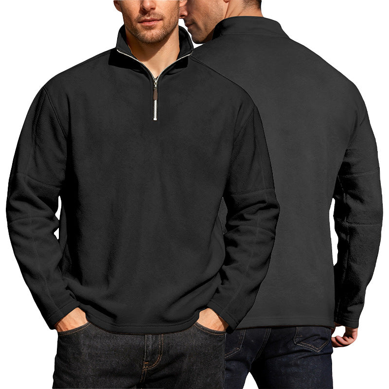 Herren nan leichter Mikrofleece-Performancepullover mit kurzem Reißverschluss Raglanärmeln und formgebenden Nähten R&B
