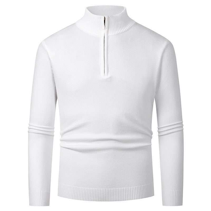 Herren Strickpullover mit hohem Kragen und halbem Reißverschluss R&B