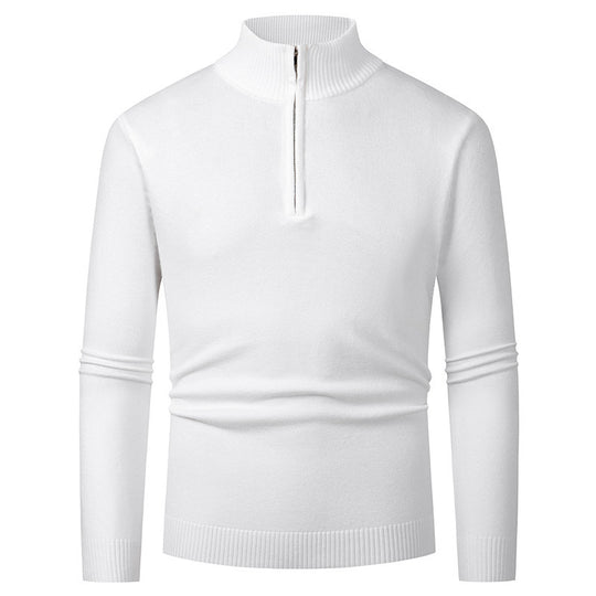 Herren Strickpullover mit hohem Kragen und halbem Reißverschluss R&B