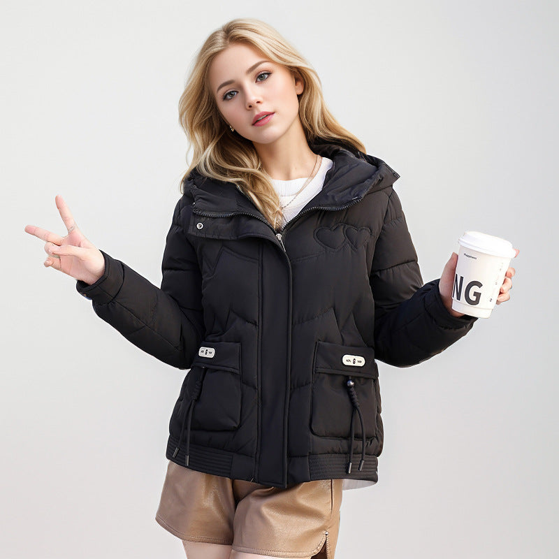 Damen gesteppte Winterjacke mit verstellbarem Kapuzenkragen und funktionalen Seitentaschen R&B
