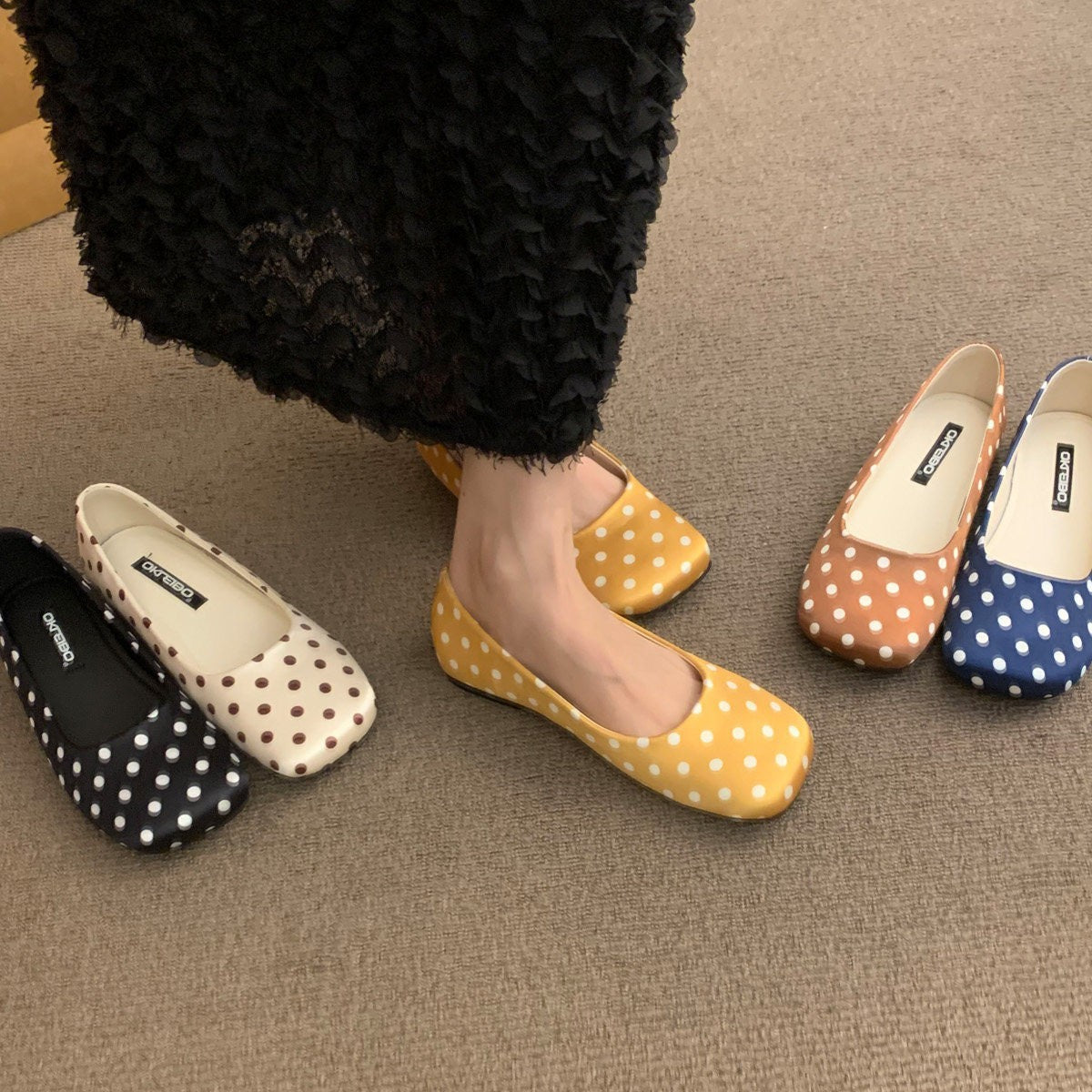Damen Bequeme Ballerinas mit modischem Punktemuster R&B
