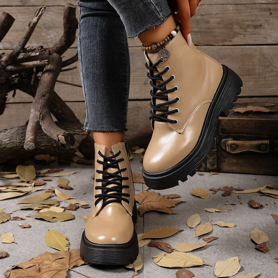 Damen Schnürstiefel mit tiefem Profil und seitlichem Reißverschluss R&B