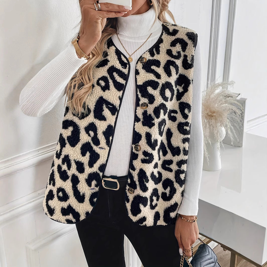 Damen Kuschelige Leo-Fleece-Weste R&B
