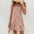 Damen Sommerkleid mit schmeichelndem Schnitt und modischen Streifendesign R&B