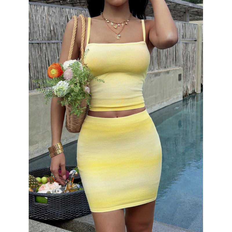 Damen Sommerliches Crop-Top und Minirock Set R&B