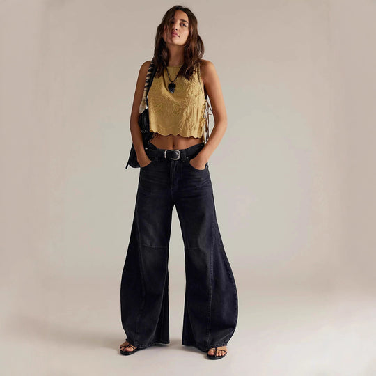 Damen Overdye Jeans mit weitem Schnitt