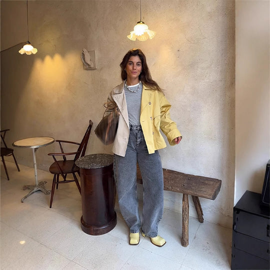 Damen modische Übergangsjacke mit relaxter Silhouette R&B
