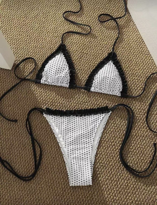 Damen Bikini-Set mit verspieltem Karomuster und charmanten Rüschendetails R&B