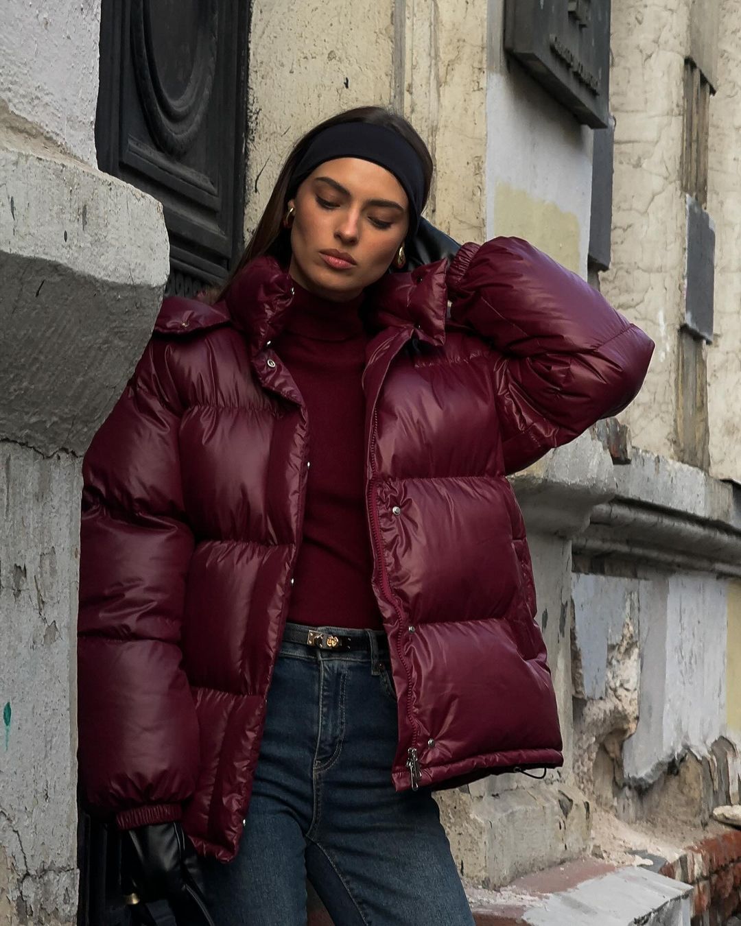 Damen Steppjacke mit voluminösem Schnitt und hohem Kragen R&B