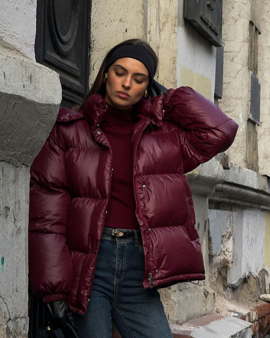 Damen Steppjacke mit voluminösem Schnitt und hohem Kragen R&B