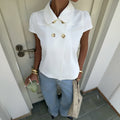 Damen elegante Bluse mit schicken Knopfdetails und Kragen R&B