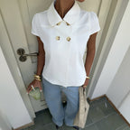 Damen elegante Bluse mit schicken Knopfdetails und Kragen R&B