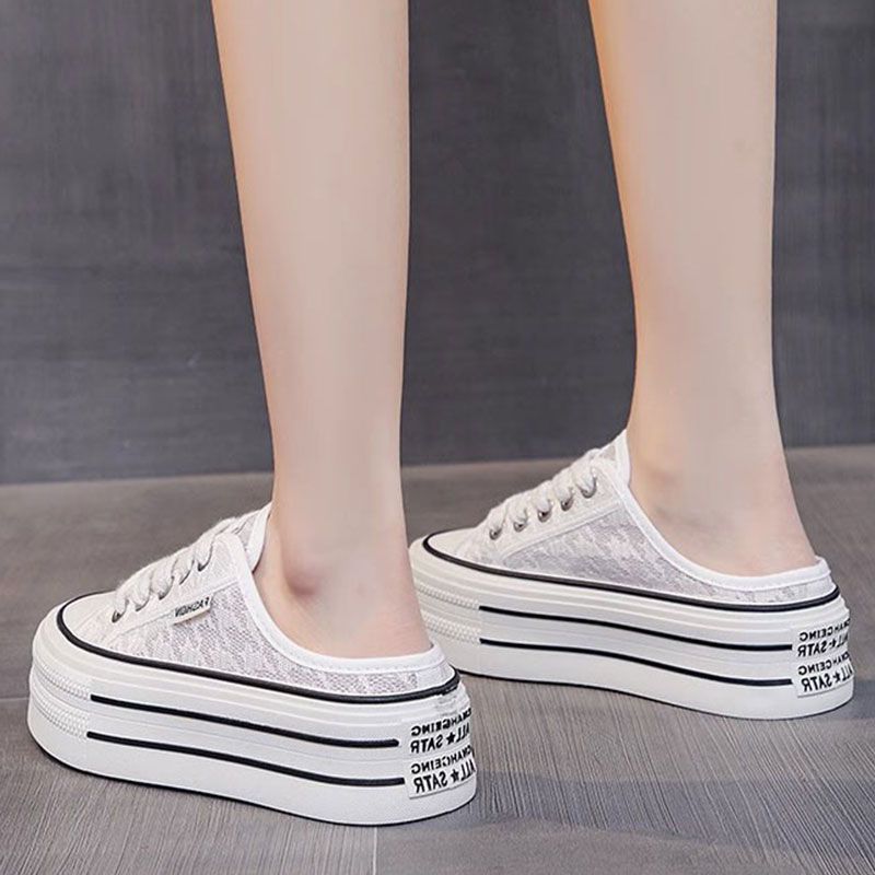Damen Plattform Sneaker mit luftiger Canvas-Oberfläche und rutschfester Sohle